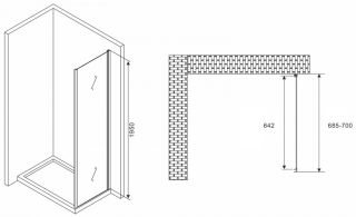 Душевая стенка ABBER Schwarzer Diamant 70см хром S70